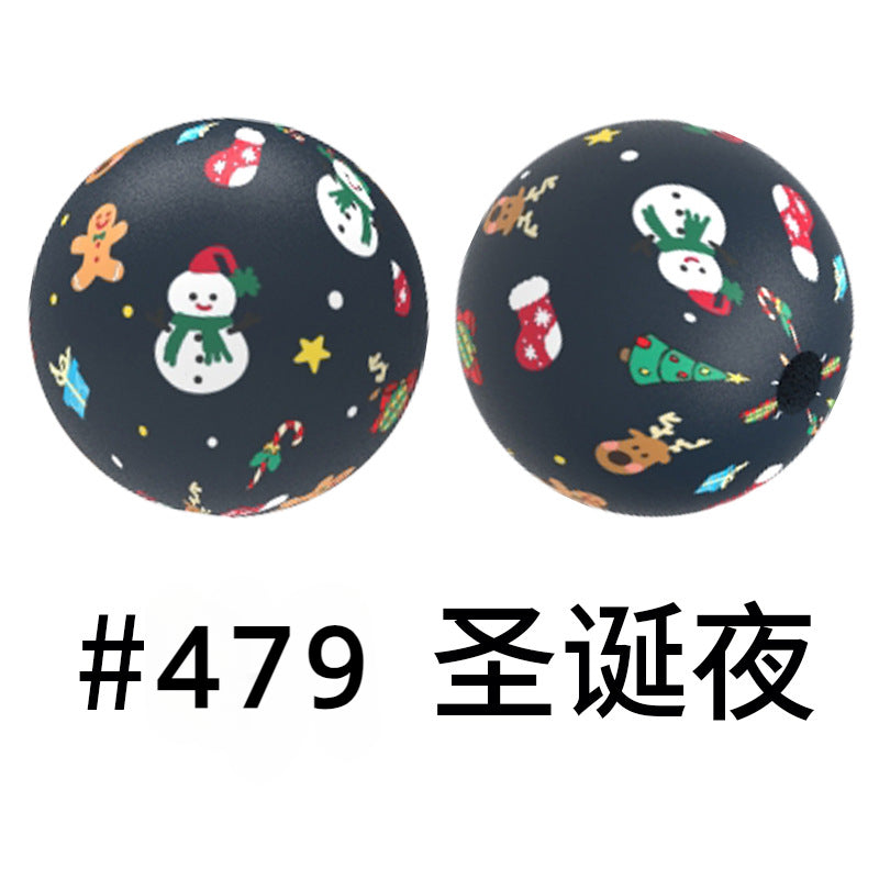 Wholesale 50pcs 16mm Colorful Silicone Water Transfer Beads Print Silicone Beads